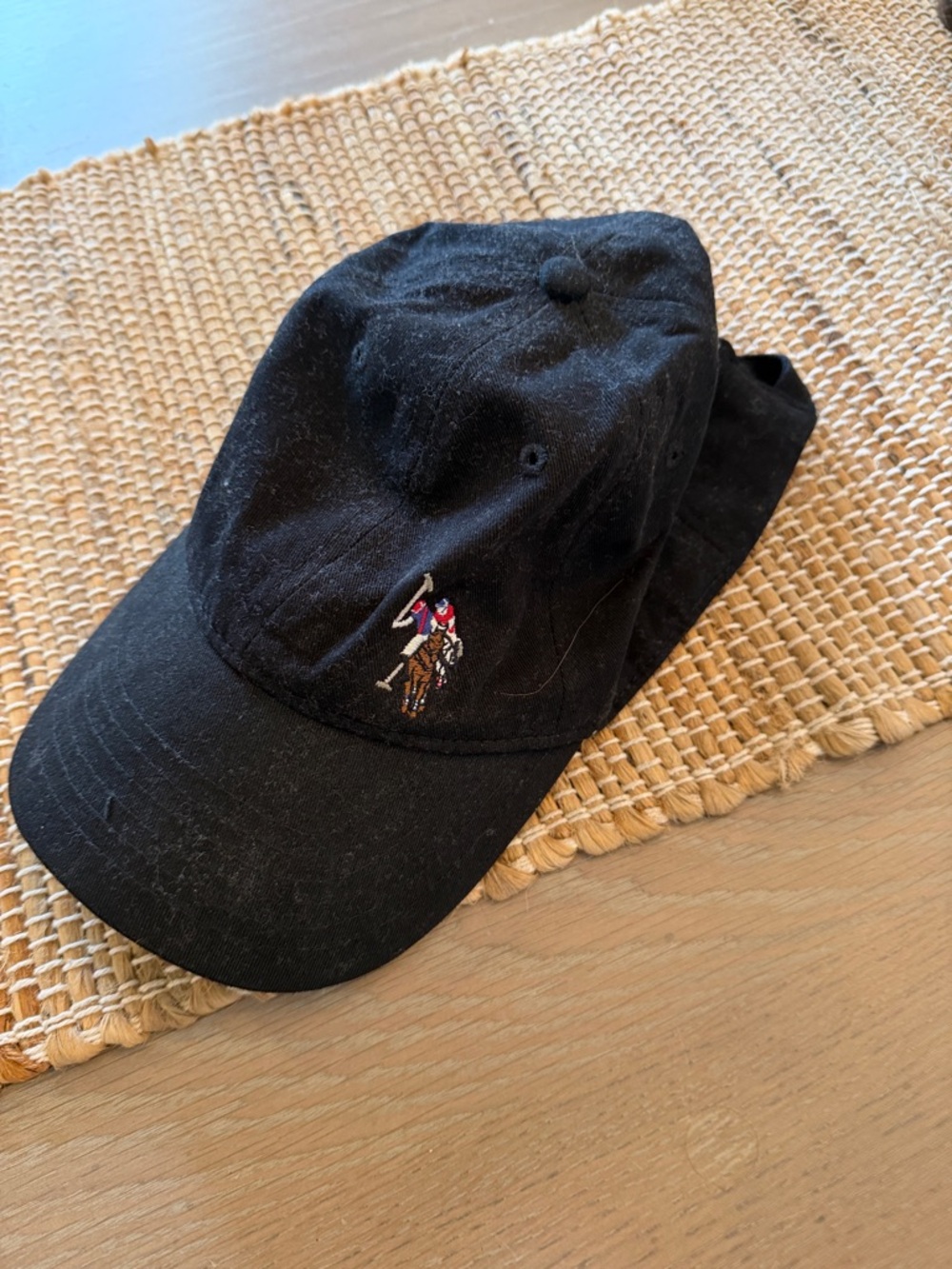 U.S. Polo Assn. Black Baseball Cap with Embroidered Polo Player